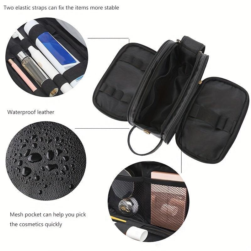 Portable PU Leather Toiletry Bag Large Capacity Cosmetics Bag