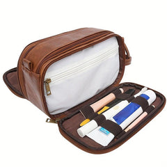 Portable PU Leather Toiletry Bag Large Capacity Cosmetics Bag