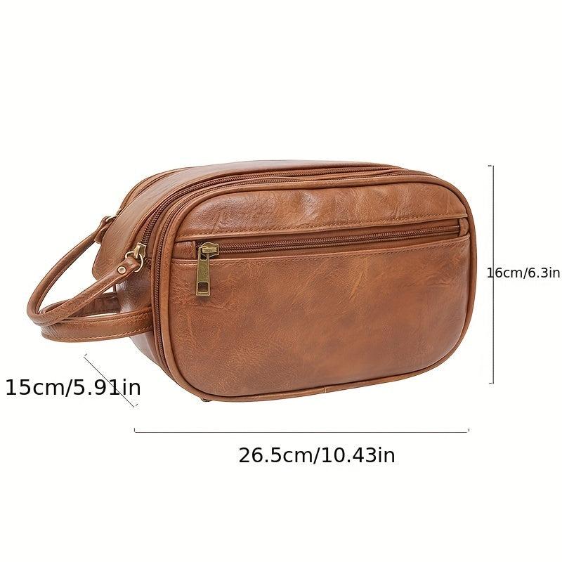 Portable PU Leather Toiletry Bag Large Capacity Cosmetics Bag