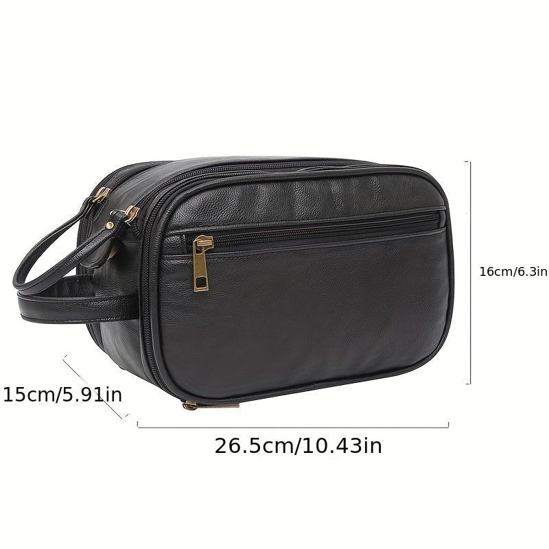 Portable PU Leather Toiletry Bag Large Capacity Cosmetics Bag