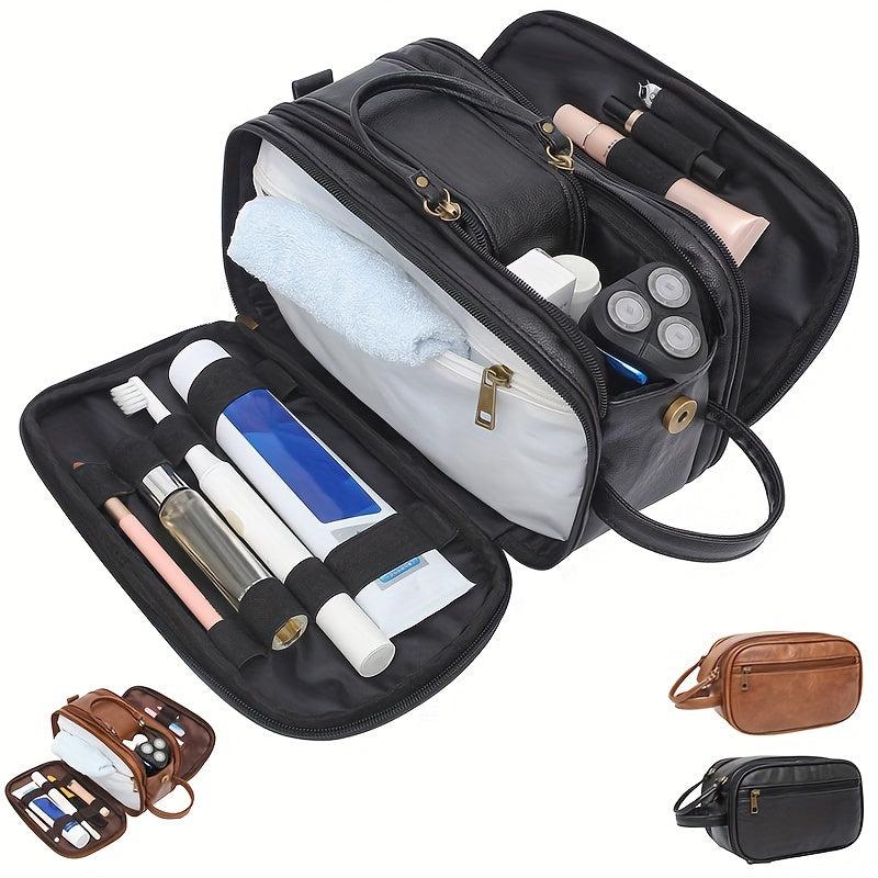 Portable PU Leather Toiletry Bag Large Capacity Cosmetics Bag