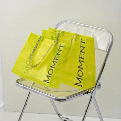 PVC Thick Tote Bag Casual Travel Storage Bag Letter Pattern Shopping Bag
