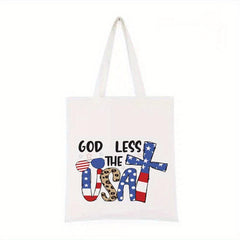 Independence Men's Canvas Tote Bag American Flag Print Shoulder Bag