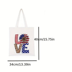 Independence Men's Canvas Tote Bag American Flag Print Shoulder Bag