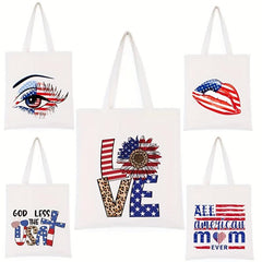 Independence Men's Canvas Tote Bag American Flag Print Shoulder Bag