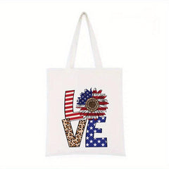 Independence Men's Canvas Tote Bag American Flag Print Shoulder Bag