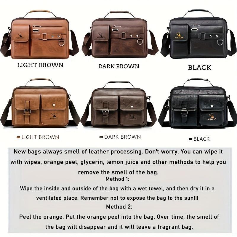 WEIXIER Men's PU Crossbody Bag for Business and Casual Use