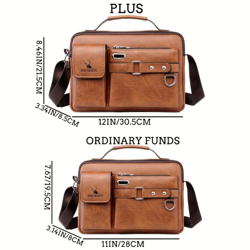 WEIXIER Men's PU Crossbody Bag for Business and Casual Use