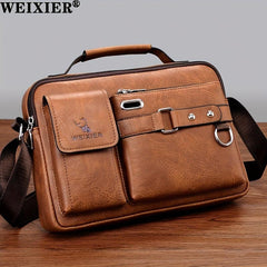 WEIXIER Men's PU Crossbody Bag for Business and Casual Use