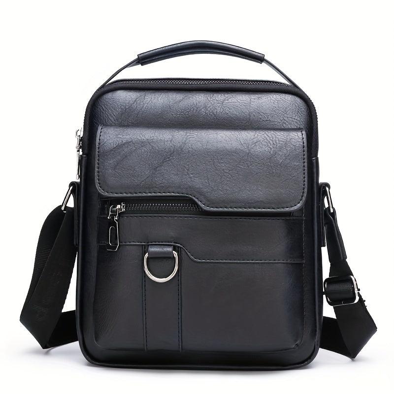 Men's Leather Crossbody Bag Vertical Chest Bag Large Capacity