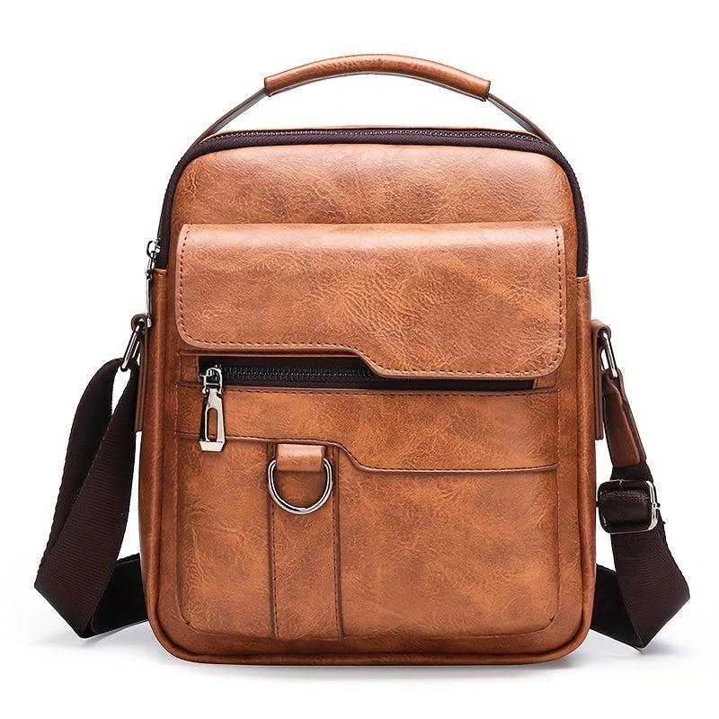 Men's Leather Crossbody Bag Vertical Chest Bag Large Capacity