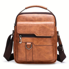Men's Leather Crossbody Bag Vertical Chest Bag Large Capacity