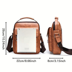 Men's Leather Crossbody Bag Vertical Chest Bag Large Capacity