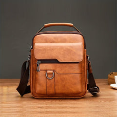 Men's Leather Crossbody Bag Vertical Chest Bag Large Capacity
