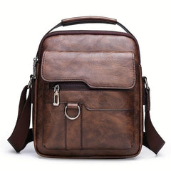 Men's Leather Crossbody Bag Vertical Chest Bag Large Capacity