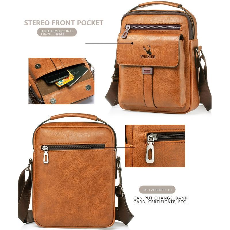 WEIXIER PU Men's Messenger Bag Waterproof Shoulder Bag Backpack