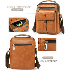WEIXIER PU Men's Messenger Bag Waterproof Shoulder Bag Backpack
