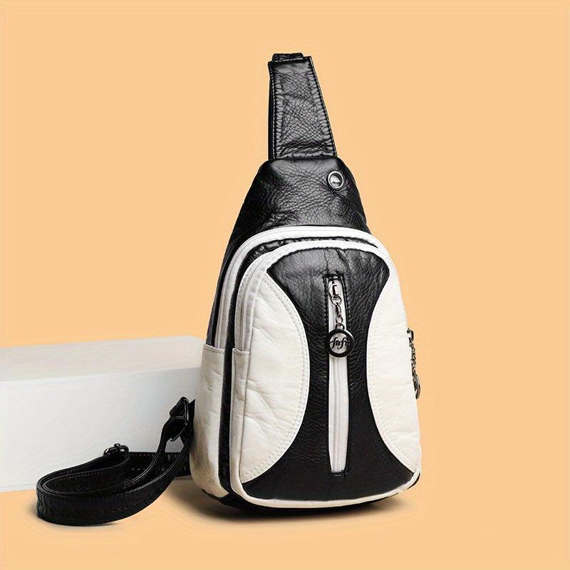 Stylish Colorblock Crossbody Bag with Zipper