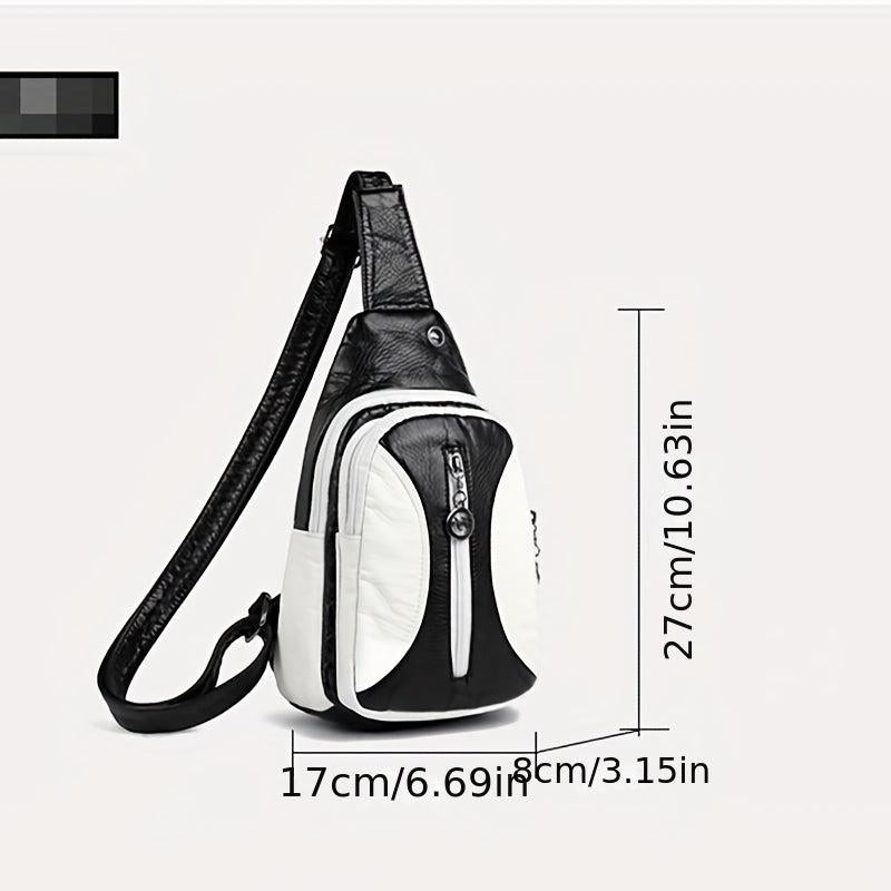 Stylish Colorblock Crossbody Bag with Zipper