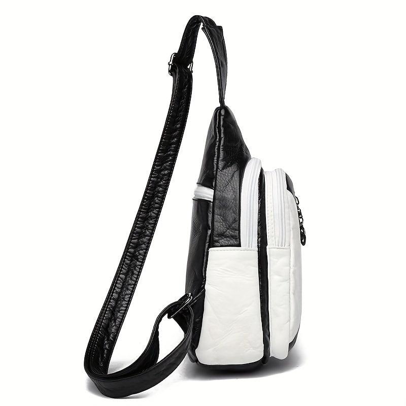 Stylish Colorblock Crossbody Bag with Zipper