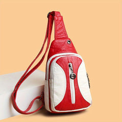 Stylish Colorblock Crossbody Bag with Zipper