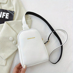 Solid Zipper Chest Bag Versatile PU Leather Crossbody Bag