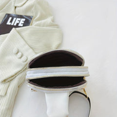 Solid Zipper Chest Bag Versatile PU Leather Crossbody Bag