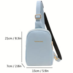 Solid Zipper Chest Bag Versatile PU Leather Crossbody Bag