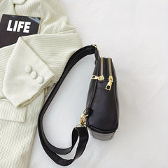 Solid Zipper Chest Bag Versatile PU Leather Crossbody Bag