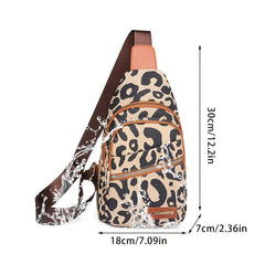 Vintage Leopard Pattern Sling Bag Classic Zipper Crossbody Bag