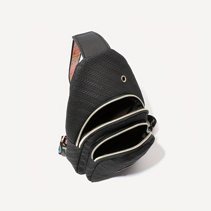 Wide Strap Casual Chest Bag PU Leather Outdoor Sling Bag