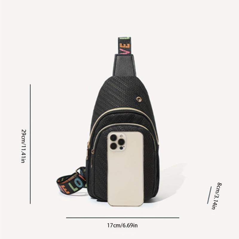 Wide Strap Casual Chest Bag PU Leather Outdoor Sling Bag
