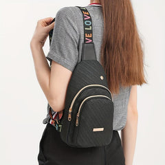 Wide Strap Casual Chest Bag PU Leather Outdoor Sling Bag