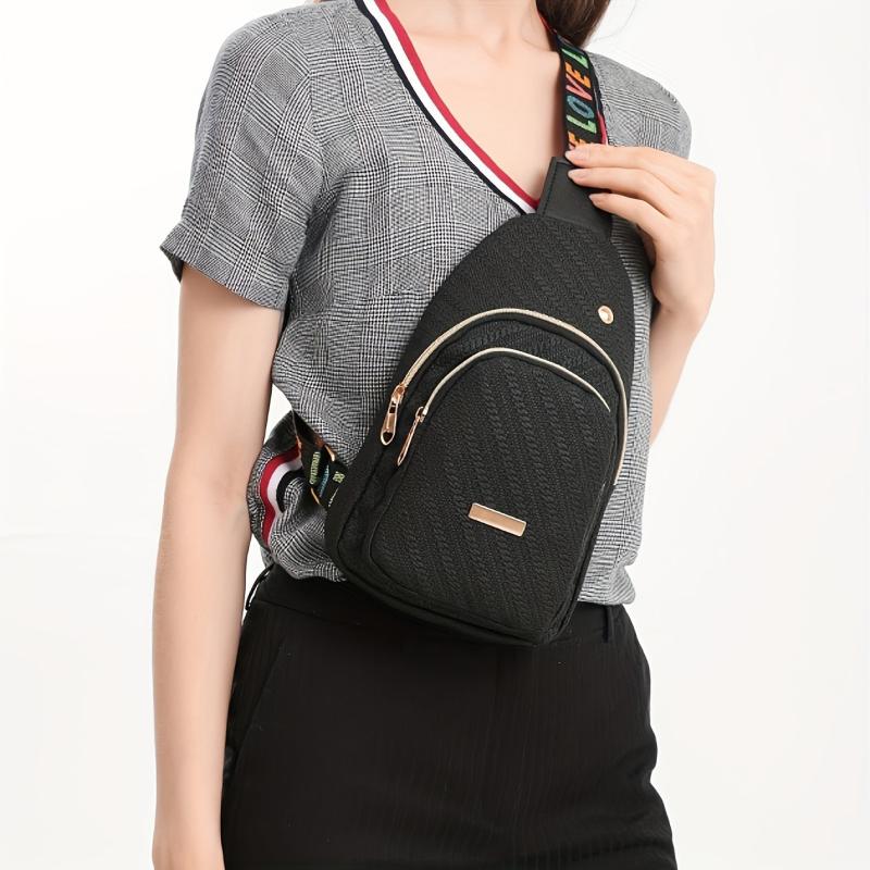 Wide Strap Casual Chest Bag PU Leather Outdoor Sling Bag