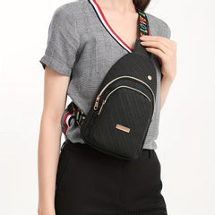 Wide Strap Casual Chest Bag PU Leather Outdoor Sling Bag