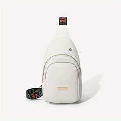 Wide Strap Casual Chest Bag PU Leather Outdoor Sling Bag