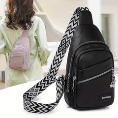 Candy Chest Bag w/ Guitar Strap Sling Backpack PU Leather Crossbody Bag