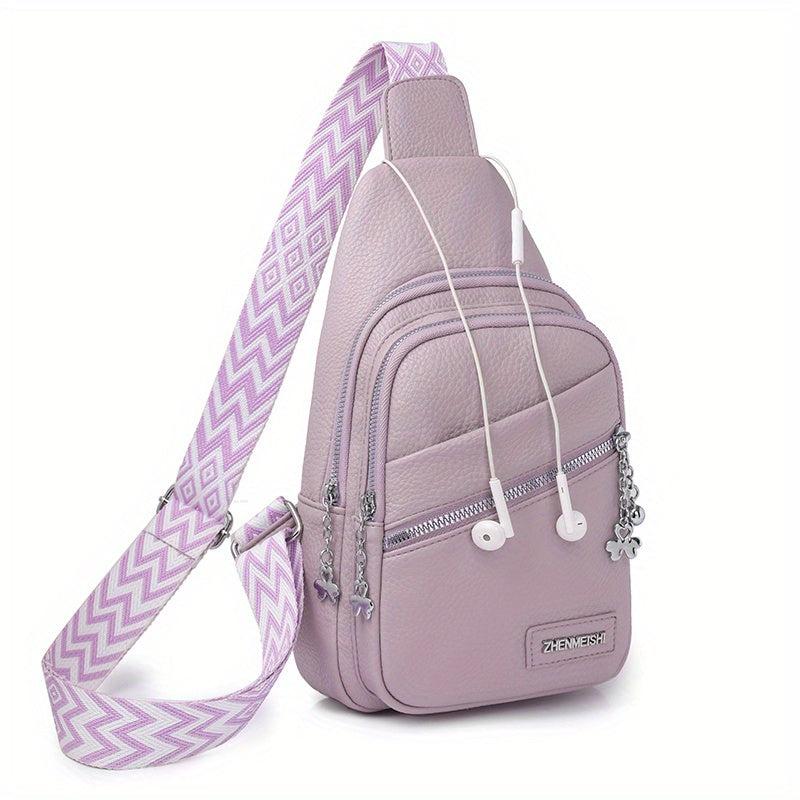 Candy Chest Bag w/ Guitar Strap Sling Backpack PU Leather Crossbody Bag