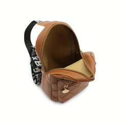Argyle Embossed Durable Chest Bag PU Leather Fanny Pack