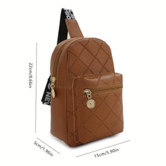 Argyle Embossed Durable Chest Bag PU Leather Fanny Pack