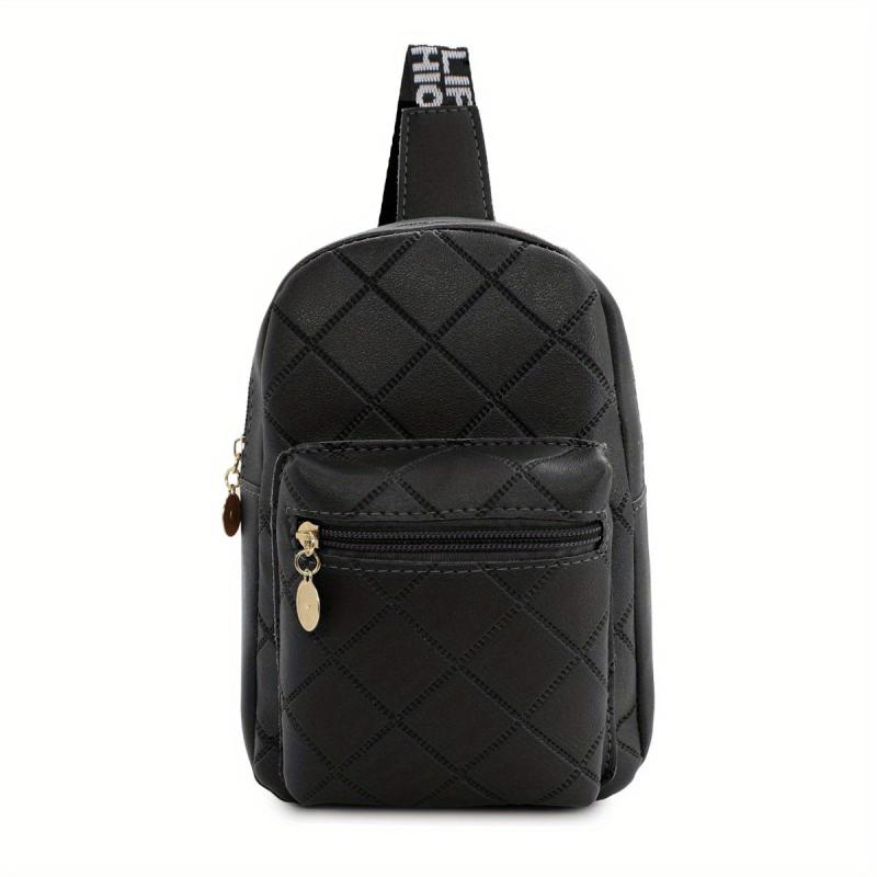 Argyle Embossed Durable Chest Bag PU Leather Fanny Pack