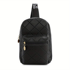 Argyle Embossed Durable Chest Bag PU Leather Fanny Pack
