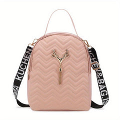 Chevron Quilted Backpack Tassel School Bag