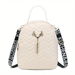 Chevron Quilted Backpack Tassel School Bag