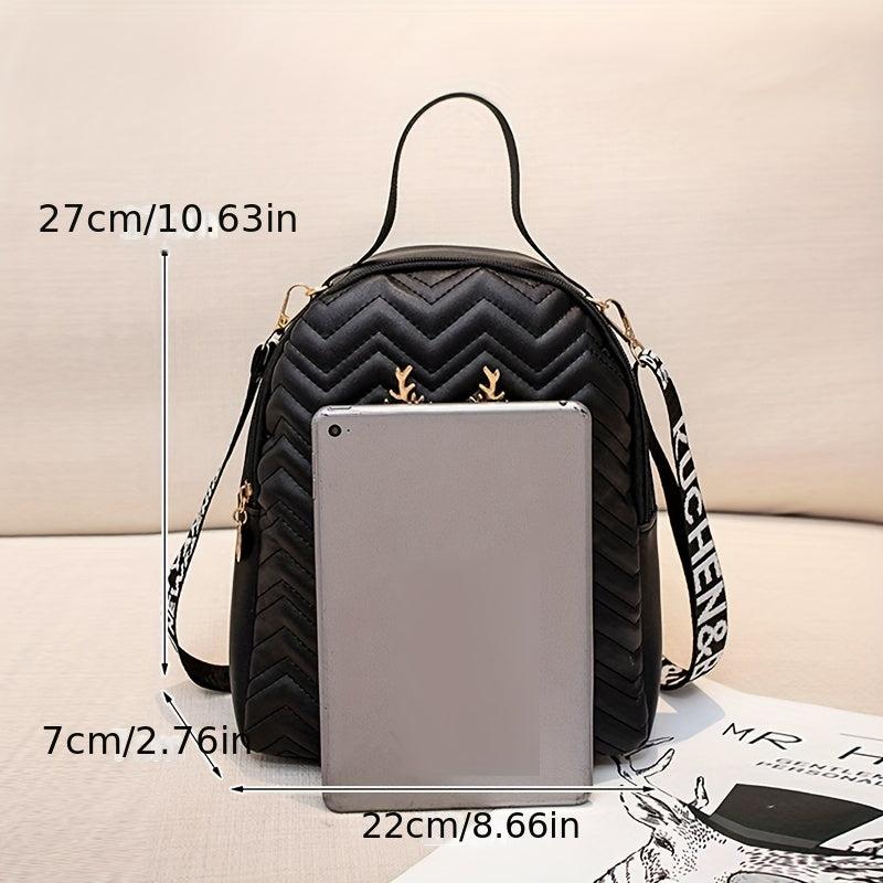 Chevron Quilted Backpack Tassel School Bag