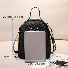 Chevron Quilted Backpack Tassel School Bag
