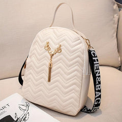 Chevron Quilted Backpack Tassel School Bag