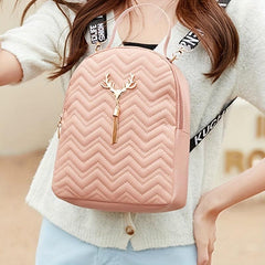 Chevron Quilted Backpack Tassel School Bag