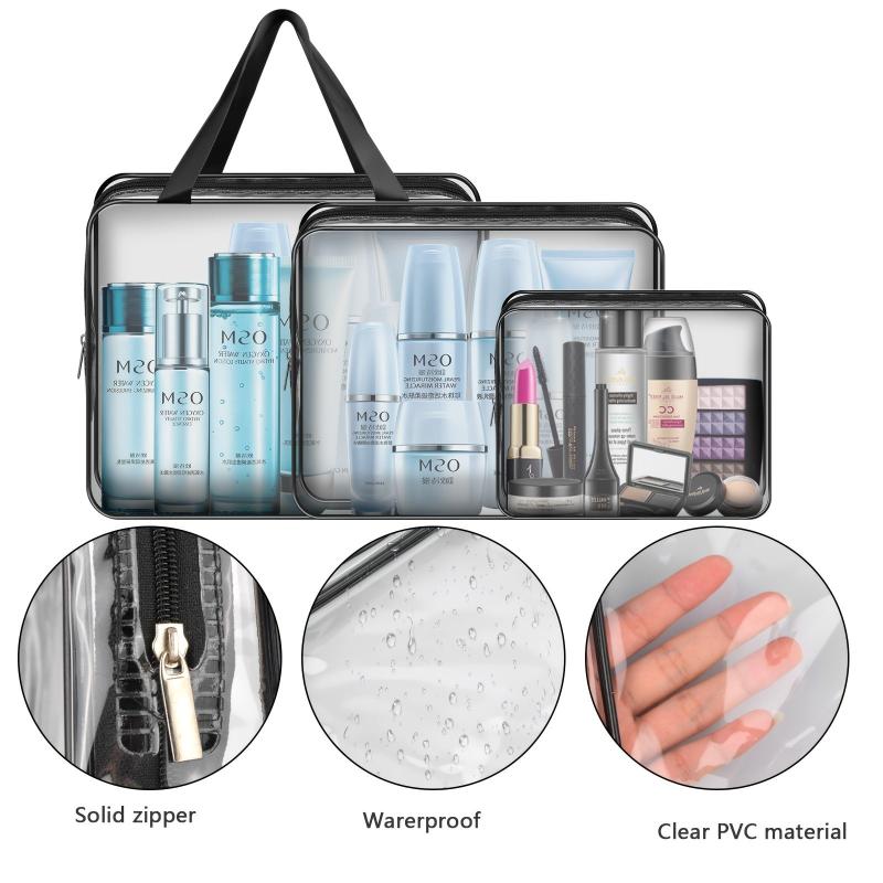 4 Pack PVC Waterproof Toiletry Bags for Travel Storage