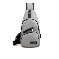 Large Capacity Diagonal Men's Shoulder Bag with USB Charging Port